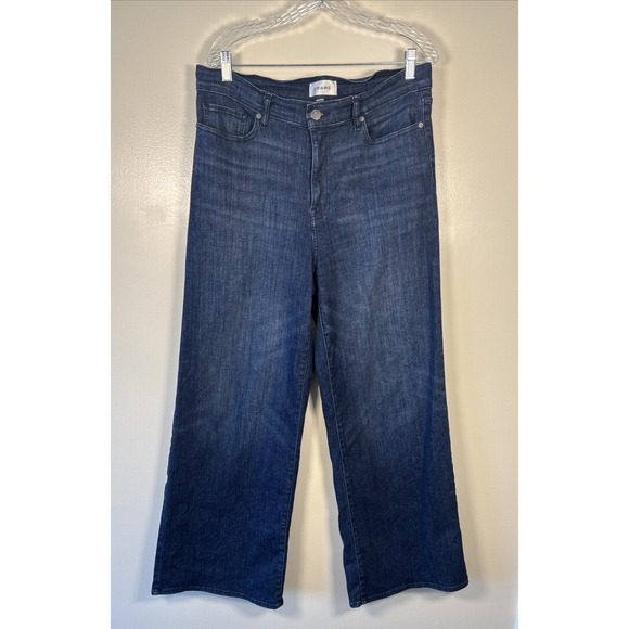 Frame Denim Denim - Frame Jeans Le Slim Palazzo Wide Leg High-Rise Sz 31 Dark Wash Guilty Slimming